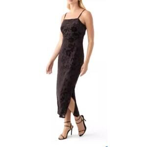 Taylor Burnout Velvet Empire Waist Floral Midi Dress Womens 14 Black‎ Whimsigoth